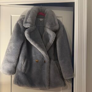 En Creme Plush Teddy Jacket in Light Gray